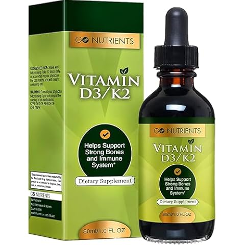 Go Nutrients Liquid Vitamin D3 K2 Drops - for Bone & Heart Health - Fast Absorption Vitamin D Drops for Adults & Kids, GMO-Free, VIT D3 MK7, Supports Immunity & Healing, 1.0 oz. | 90 Servings Cover