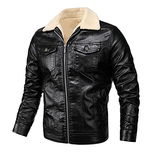 Manteau extérieur homme veste chaude en cuir pour hiver en ville