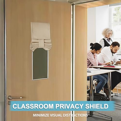 Image of RYB HOME Classroom Door Window Cover, Blackout Shades for Classroom Windows and Doors Cover Lockdown Shades, Room Darkening Design Blocks Views, W 8 x L 36, 1 Panel, Biscotti Beige