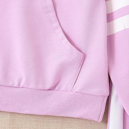 Image of 2025 Girls Sweatsuit Set Cute Hooded Sweatshirt & Jogger Pants with Pocket Casual Outfuts Set