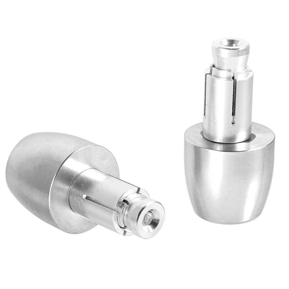 Tappi Terminali Manubrio Moto Set di Cursori delle Maniglie Antivibranti Accessori per manubri da 22mm 7/8" (Argento)