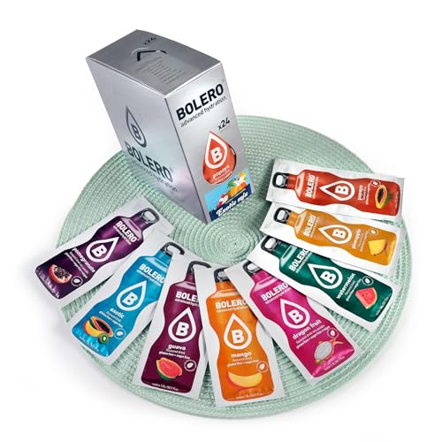 Bolero EXOTIC MIX | 24x9g I Erfrischendes Zuckerfreies Getränkepulver mit Stevia gesüßt | Vitamin C | für Diabetiker geeignet | eine Mischung aus exotischen Fruchtaromen