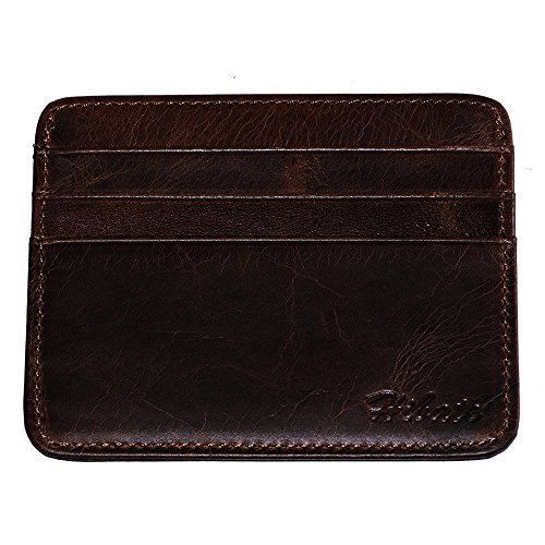 Preisvergleich Produktbild Hibate (Dunkelbraun) Leder Herren Kreditkartenhülle Männer Kreditkartenetui Abgeschirmt, RFID Schutzhülle Kreditkarten Kartenetui, Kartenhalter Halter Etui