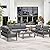 Wisteria Lane Aluminum Outdoor Patio Furniture Set,7 Seats Modern Patio Conversation Sets, Outdoor Sectional Metal Sofa with 5 Inch Cushion and Coffee Table for Balcony, Garden, Dark Grey