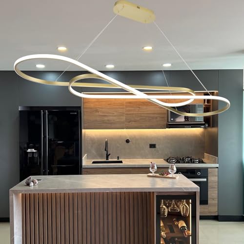 Image of Modern Gold LED Dining Pendant Chandelier