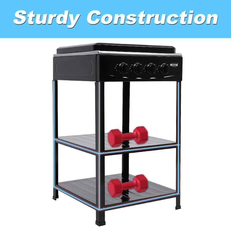 Miniatura 4 de Estufa de gas de 4 quemadores, estufa de gas portátil para exteriores con soporte para patas, adaptador de cubierta de bloqueo de viento y estantes