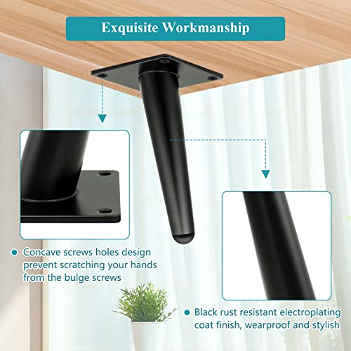 4 Inch Furniture Legs, Metal Sofa Legs Black, Mid-Century Modern Oblique Table Legs Heavy Duty Couch Cabinet Dresser Replacement Legs For Ottoman Cupboard Chair Furniture Feet, Set Of 4 #TOP3