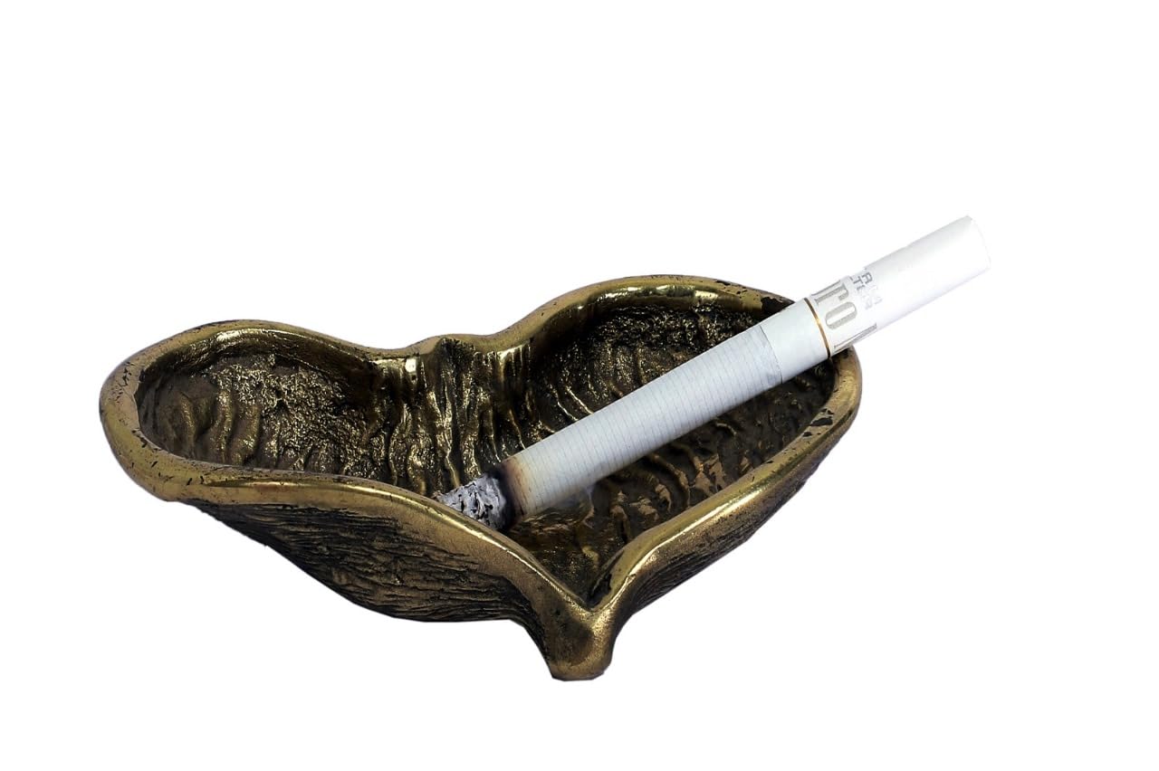 Arka Design Brass Vintage Style Heart-Shaped Brass Ashtray, Decorative Cigarette Holder-image-9