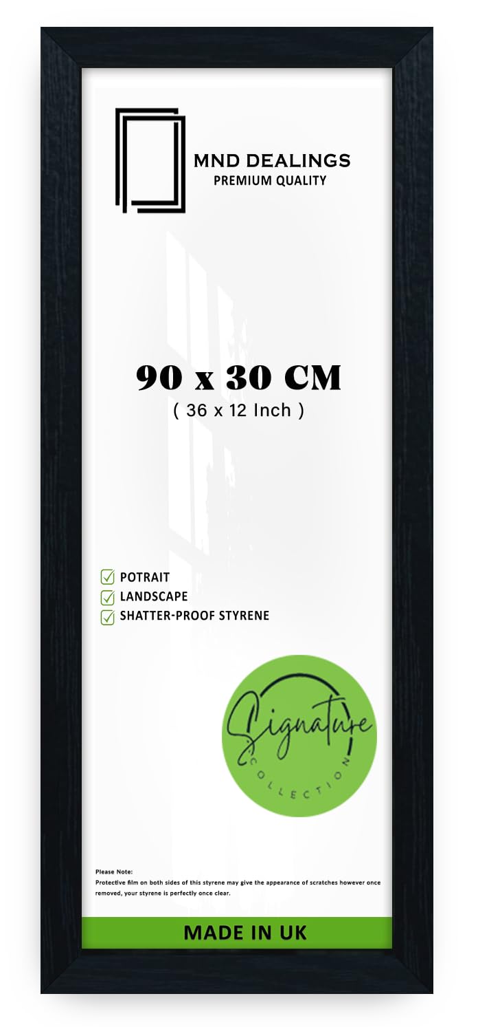 MND Dealings - Classic 30x90cm Photo Frames | Picture Frame Wall Hanging Prints Frames Certificates Frame Panoramic Display For Paintings Posters Canvas Art Gallery 36 x 12 Inch [ Black ]
