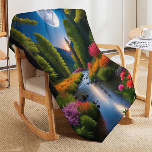 Manta de franela cálida de tacto premium mullido y diseño paisaje para decoración de sofás 5