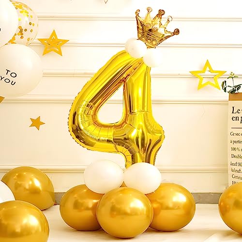 Image of Gold Number Balloons Birthday Balloons - Giant Gold Number 4 Balloon 40 inch, Numbers Balloon Birthday Decorations, Gold Party Supplies for Women Men