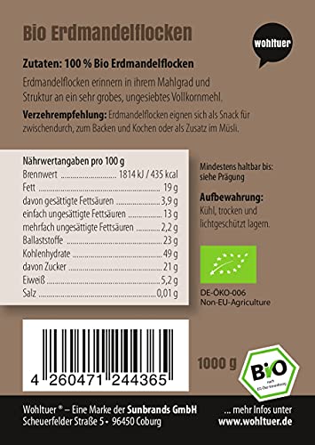 Wohltuer Bio Erdmandel Flocken 1000g I Das Beste aus der Erdmandel I Erdmandelflocken