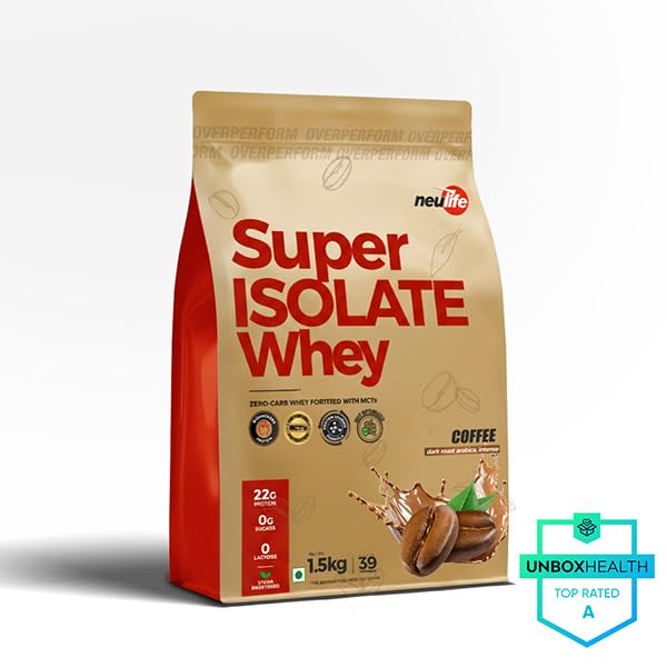 Image of Neulife Super Isolate Whey Protein 1.5kg | Max Absorption Protein Shake with Patented Ketofuel MCTs | Coffee