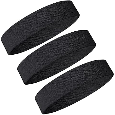 Ailiver Headbands Sweatband Set 3 Pieces Men Women Sweat Bands Absorbent for Gym Sports Tennis Running Exercise Basketball Headbands Sweatband Moisture Wicking (3 Pieces) Cover