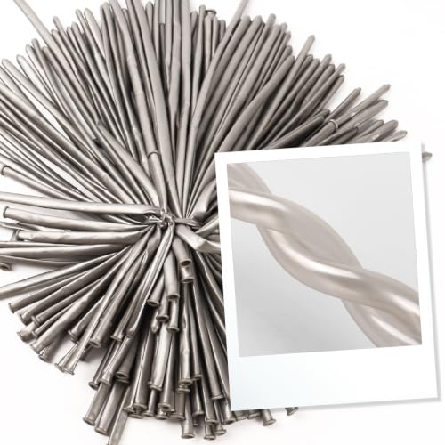 Image of Birthday Balloons - Pearl Silver 260 Long Balloons for Party & Wedding | Pearl Silver long balloons for balloon arch & string garland decorations, thick latex & easy to inflate, great for birthday