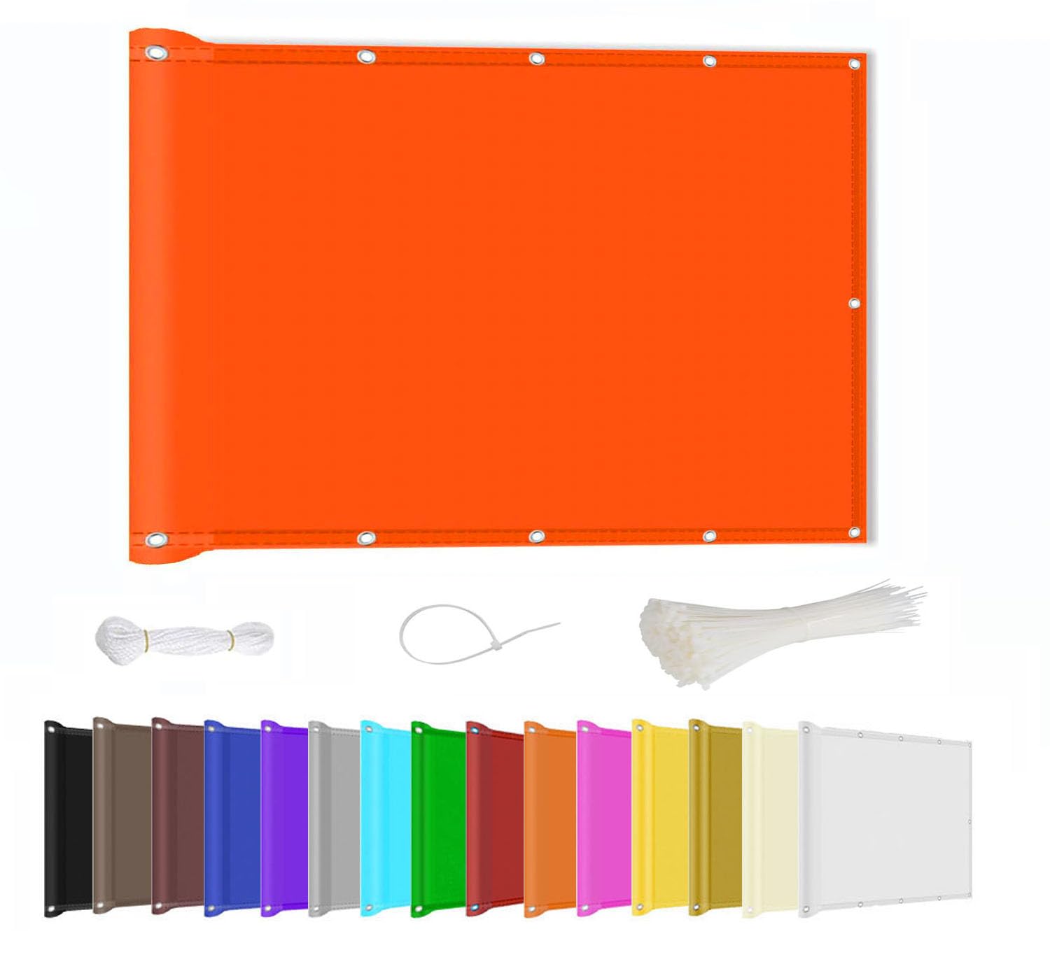 Kebinmaoyi Balcony Privacy Screen PVC UV-Anti Waterproof Multiple Colors for Garden Backyard Deck Patio Fence Porch Orange,0.8x6.5m(2.6ft x21.3ft)