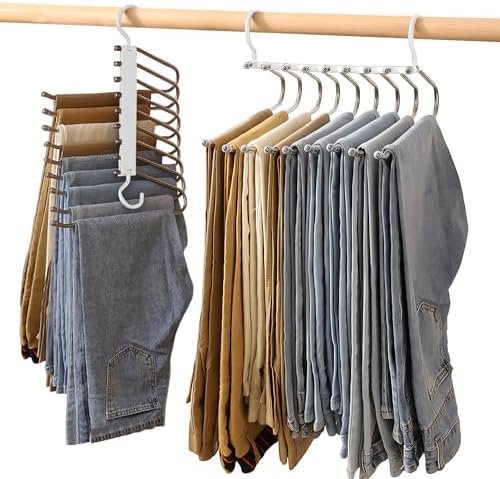 Ronronner Perchas Pantalones | Juego de 2 Perchas Ahorra Espacio ...