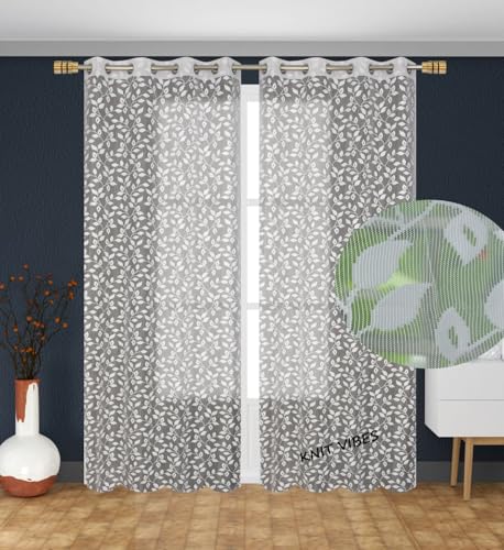 Image of Window Curtains for Living Room 4x9 feet Parde for Poojaroom Drawing Room Curtain Panel, Set of 2 Pcs, White