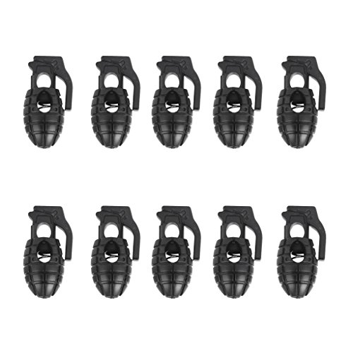 Footful Grenade Shoelace Stoppers Shoe Lace Locks Pack of 10Pcs Black