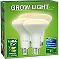 LED Grow Light Bulb, Briignite BR30 Grow Light Bulbs, Full Spectrum Grow Light Bulb 12W, 120W Equivalent, E26 Plant Light Bulbs, Grow light for Indoor Plants, Seedlings, Greenhouse, Hydroponic, 4 Pack