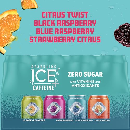 Sparkling Ice +Caffeine Variety Pack, Flavored Sparkling Water, Zero Sugar thumb #1
