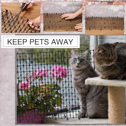 Abbylike Pacote com 3 tapetes repelentes de gatos de 2 m com pontas ao ar livre 198 x 28 cm repelent