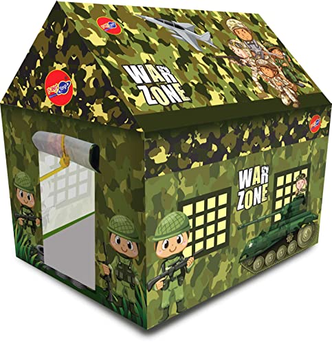 Planet of Toys Play Tent House for Kids|Foldable Big Size Play Tent House for Girls Boys Kids 5+ Yrs to 10+ Yrs Kids (Indoor Tent/Outdoor Tent House) (WAR Zone),Multicolor, 1 Outdoor Toy Tent Theme