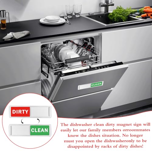 Dirty Clean Dishwasher Magnet,Clean Dirty Dishwasher Sign,Geschirrspüler,Küchenzubehör,Silber Gerahmt Rechteck Rot-Grün,Spülmaschine Sauber Dreckig Schild,Für Die Spülmaschine - Kitchen Gadgets