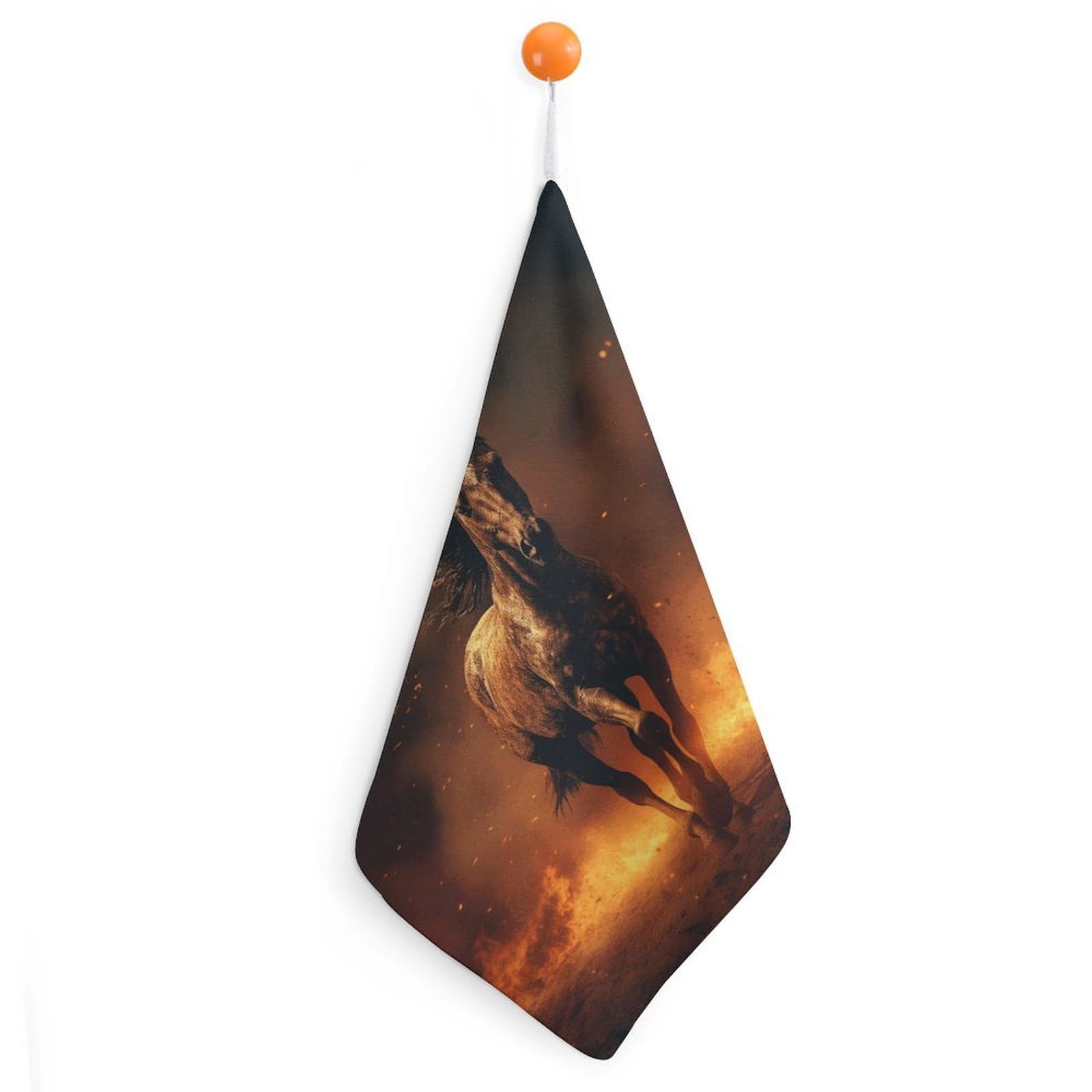 VstaDank Flame Horse Washcloth with Hanging Loop Quick Dry Microfiber Hand Towel Highly Absorbent Wash Cloth Reusable Makeup Remover Cloth Soft Feel Fingertip Towel for Bathroom