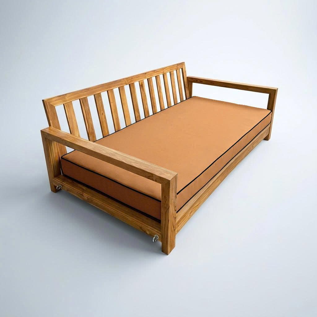|Cover ONLY| Outdoor Contrast Trim 8" Queen Daybed Fitted Sheet Slipcover AD104