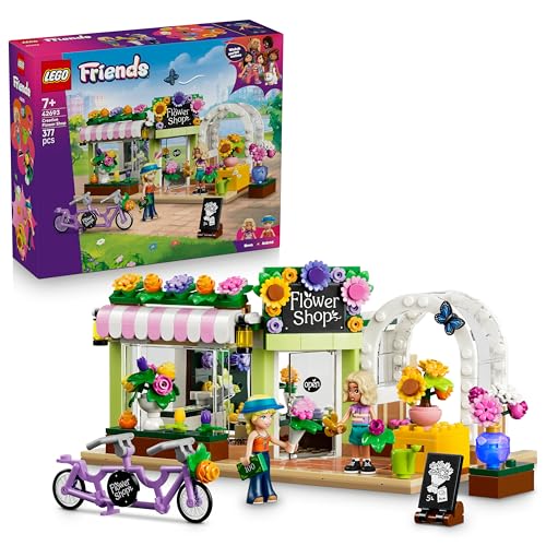 LEGO Friends Negozio di Fiori Creativo - Miniatura da Costruire Giocattolo con Fiori Finti, Bouquet, 2 Mini Bamboline, Bicicletta e Accessori - Regalo di Compleanno per Bambine da 7 Anni in su - 42693