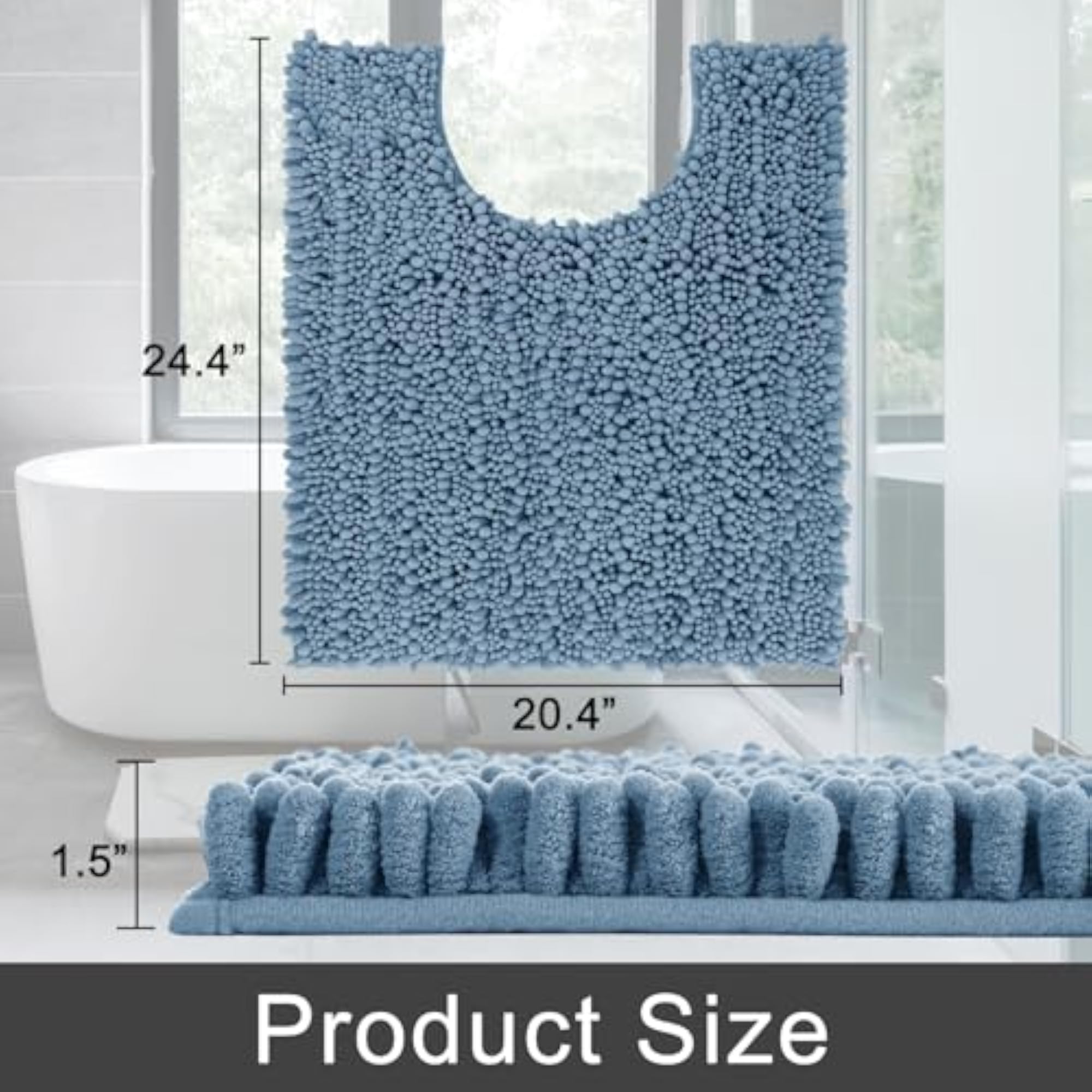 U-Shaped Toilet Rug, Soft Absorbent Chenille Bathroom Mat