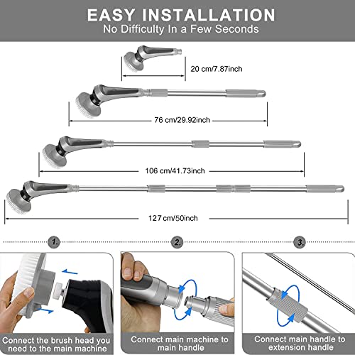 Vovguu Electric Cleaning Brush, Shower Cleaner, Shower Scrubber Cordless With Adjustable Handle, Electric Spin Scrubber With 10 Replaceable Brush For Bathroom, Tile, Shower And Kitchen #TOP1