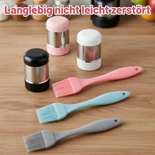 3 Salzstreuer Und 3 Silikonpinsel, Silikonpinsel Küche, Salzstreuer Mit Deckel, Für Outdoor Kochen Und Tischdekoration, In Verschiedenen Farben