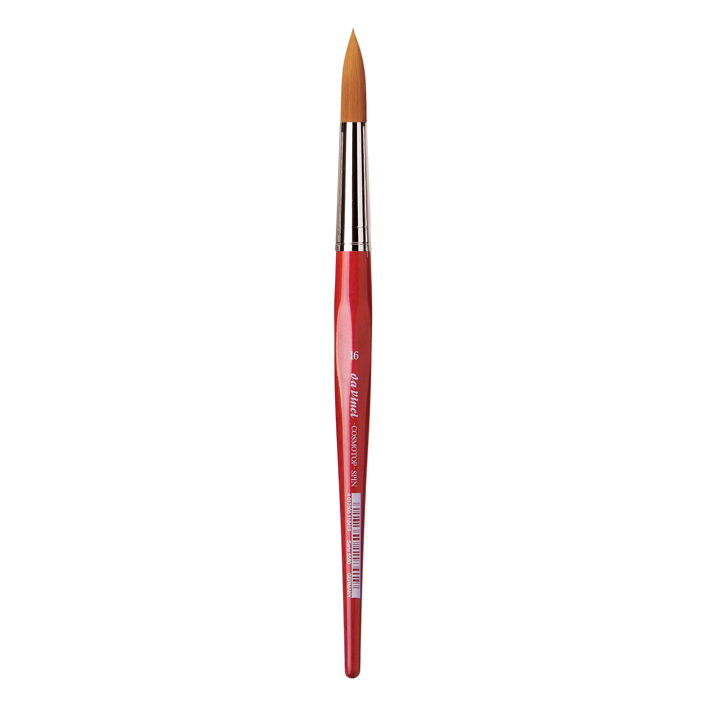 da Vinci Watercolor Series 5580 CosmoTop Spin Paint Brush, Round Synthetic with Red Handle, Size 16 (5580-16)