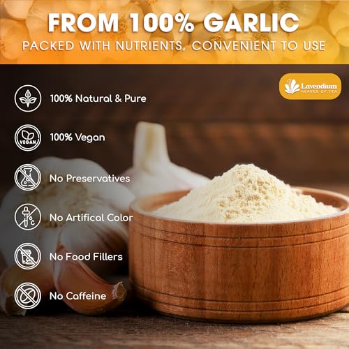Image of Lavendium, Premium 25oz Garlic Powder, 100% Natural & Pure Ground Garlic, No Additives or Preservatives, Non-GMO, Gluten-Free, Plant-Based & Vegan, Perfect for Cooking, Seasoning & Marinades