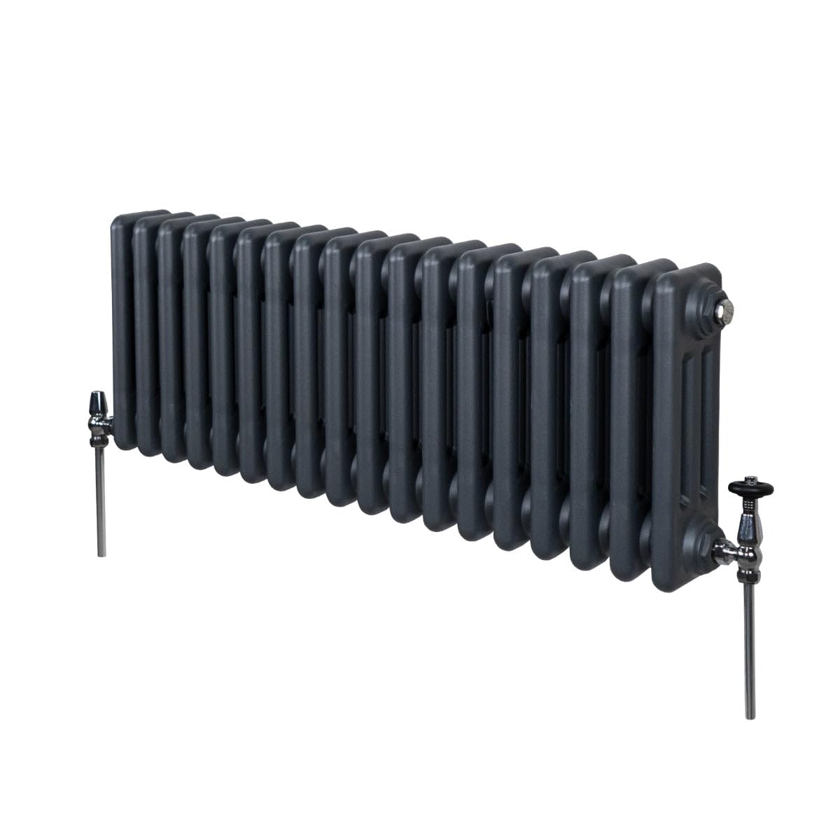 Traditional 3 Column Radiator 300mm x 832mm Modern Central Heating Heater Matt Anthracite Grey Carbon Steel Horizontal Wall Mounted Kitchen Living Room Bathroom Cleaning Brush Fixing Kit & Brackets