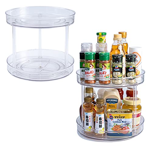 Diskary 360° Drehbar Gewürzregal,Lazy Susan Drehteller Kühlschrank Organizer,Verwendet für Küche,Speisekammer,Schrank,Badezimmerschrank,Kosmetik -BPA-frei