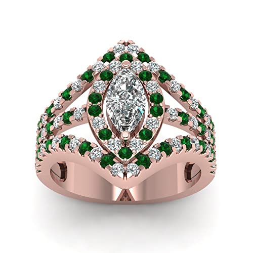 Image of Choose Your Gemstone Royal Empress Ring rose gold plated Marquise Shape Halo Engagement Rings Affordable for your Girlfriend, Wife, Partner Wedding US Size 4 to 12