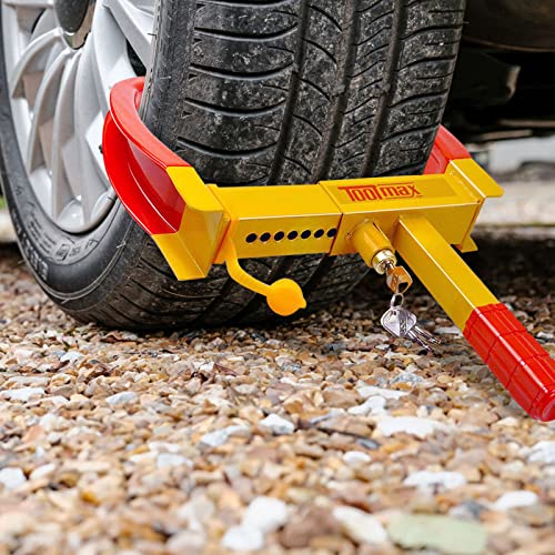 RELAX4LIFE Blocco Pneumatici per Auto, Morsetto di Bloccaggio per Ruote e Pneumatici dell’Auto, Blocco Antifurto per Pneumatico Auto e Macchina con 3 Chiavi, Morsetto Blocca Auto in Metallo