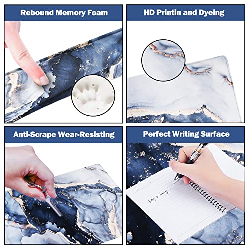 Image of ArtSo Large Gaming Mouse Pad, Keyboard Wrist Rest Pad & Wrist Support Mousepad Set, Stitched Edge, Extended, Non-Slip Base, Memory Foam,Multifunctional Desk Mat 4pcs for Office & Home, Gilt Marble