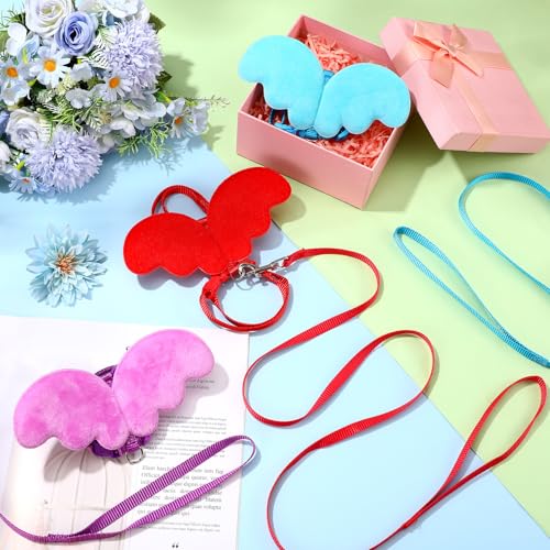Image of SATINIOR 3 Pack Harness and Leash for Pet Ducks, Real Duck Collar and Leash Soft and Adjustable Harness Training Traction Rope Collar for Young Adult Pet Goose Chicken Hen(Blue Red Purple,S)