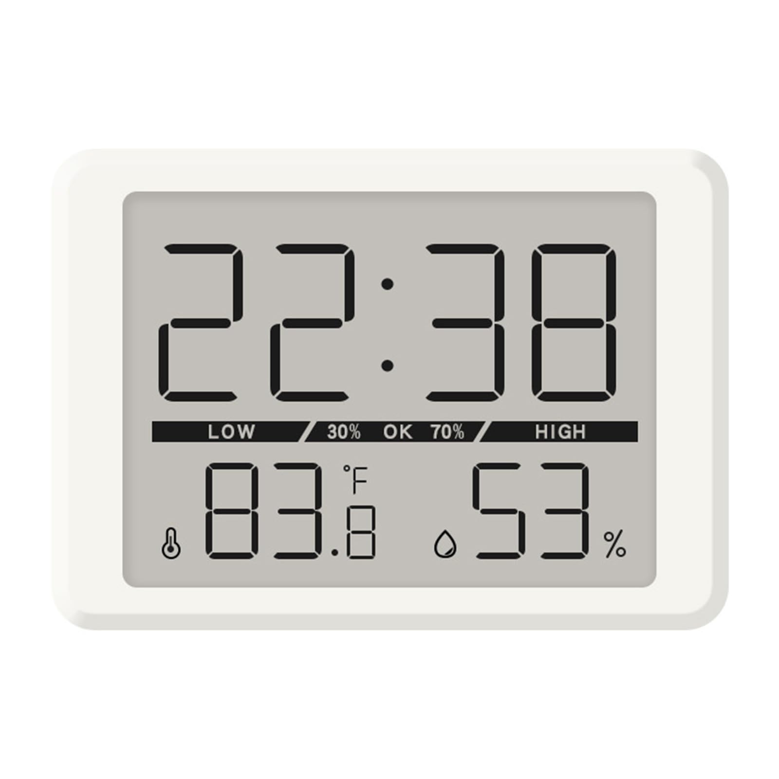 Whoasyst Digital Alarm Clock with Indoor Temperature and Humidity Time Display LCD Screen Backlight Battery Operated Digital Clock