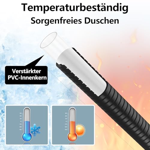 15 Filtrationsstufen Duschkopf mit 4 Sprühmodi+ 1,8 m Edelstahl Duschschlauch mit Universal G1/2 Anschluss