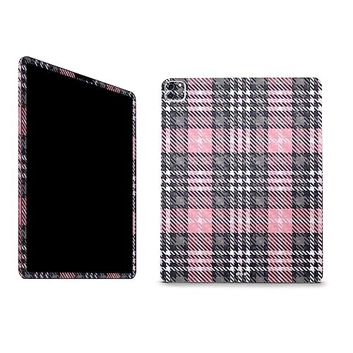 Image of MightySkins Carbon Fiber Skin Compatible with Apple iPad Pro 12.9 inch M2 6th Gen (2022) Full Wrap Kit - Pink Plaid | Protective, Durable Textured Carbon Fiber Finish | Easy to Apply | Made in The USA