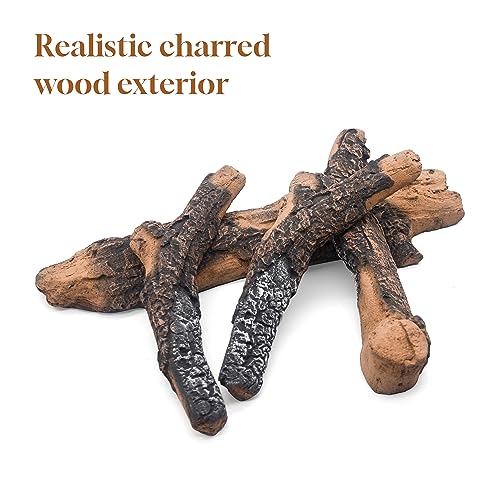 Hexele Gas Fireplace Logs Set, 18 Inch Large Ceramic Log For Gas Fireplace Indoor Inserts, Vented, Electric Gas Fireplaces, Outdoor Firebowl, Fire Pits Ceramic Fiber Fake Wood Logs #TOP5