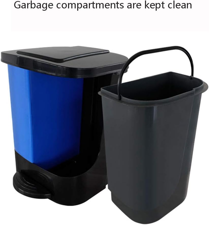 Waste Bins,Rrubbish Bin Outdoor Bin Outdoor Trash Can for Patio - Plastic Outdoor Trash Hideaway with Lid，Foot-Tytrash Can，for Home, Kitchen, Office，Commercial Home Garden Storage Dustbin/Black/a