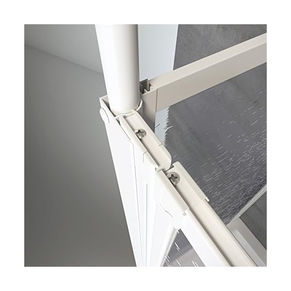 Schulte D160370 04 01 Duschwand Well mit Seitenwand, 129 x 140 x 70 cm, 3-teilig faltbar, Kunstglas Tropfen-Dekor, alpinweiß, Duschabtrennung für Wanne – Bild 8