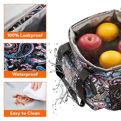 Image of Lifewit Medium Lunch Bag, Insulated Lunch Box, Soft Cooler Cooling Tote for Adult Men Women, Paisley 12-Can (9L)