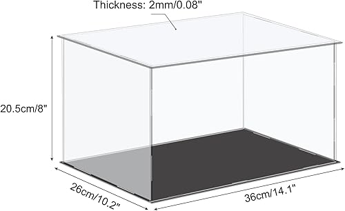 Miniatura 2 de MECCANIXITY Vitrina de acrílico, caja de plástico, caja de almacenamiento, transparente, pequeña, a prueba de polvo, 14.1 x 10.2 x 8 pulgadas para